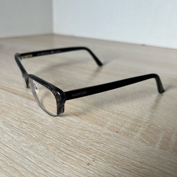 Valentino V2117 032 Eyeglasses Cat Eye Snakeskin Clear Black Purple 52-17-135 - Picture 3 of 8